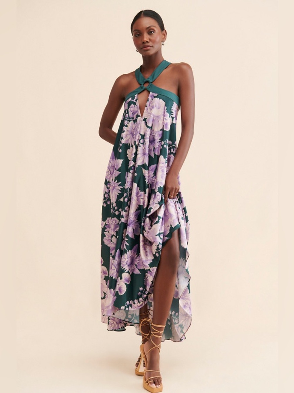 Especia purple green floral Arabella Printed Maxi Dress